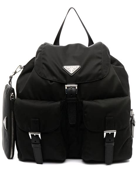 prada backpack nylon two pocket blue|Prada medium nylon backpack.